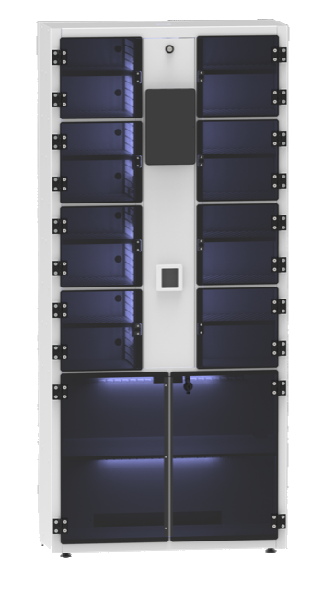 Armoire M-ASSETS avec désinfection UV-C : néons dans la colonne centrale